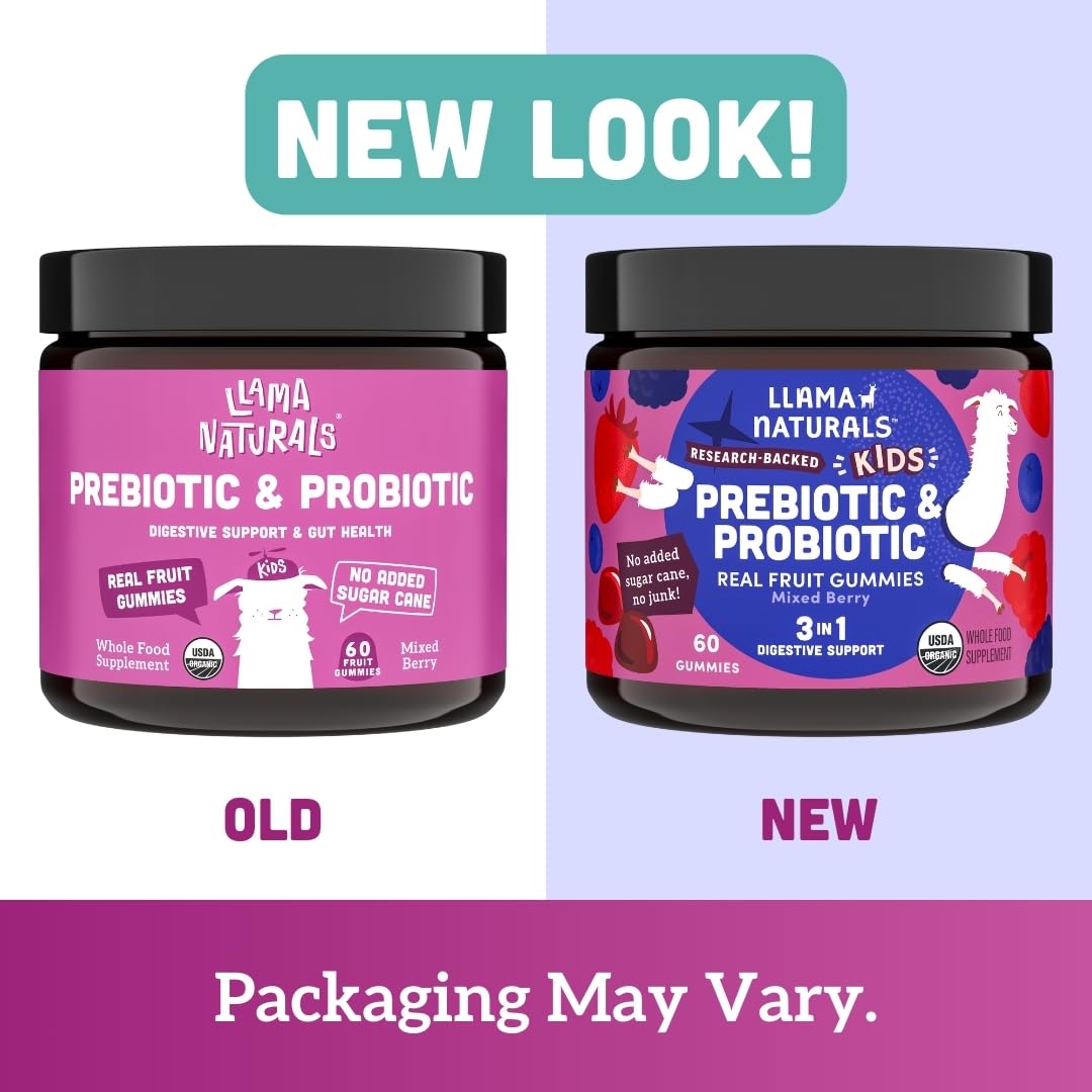 Llama Naturals Kids Probiotic + Prebiotic Gummies – Vegan | 120 Count