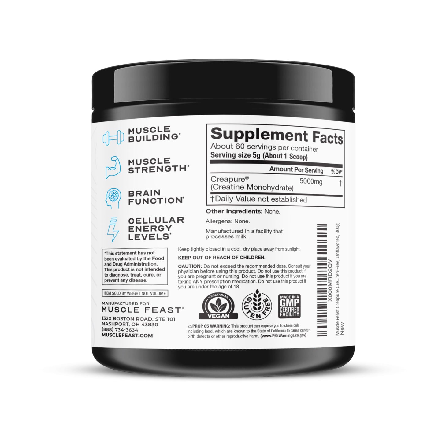 Muscle Feast Creapure Creatine Unflavored – 300g