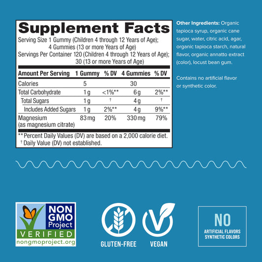 Natural Vitality CALM Kids Magnesium Gummies – Stress Relief & Sleep | 120 Gummies