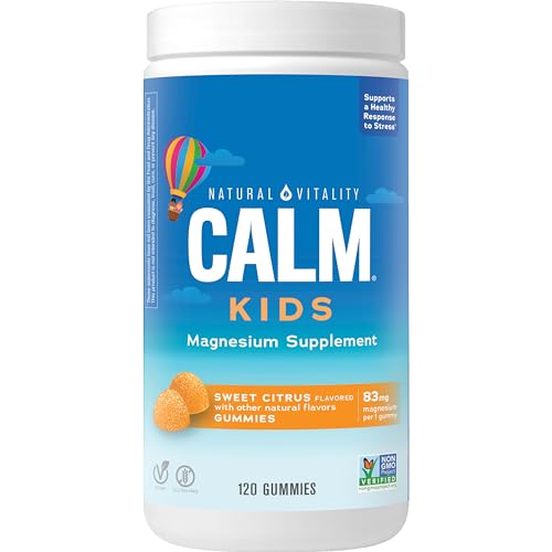 Natural Vitality CALM Kids Magnesium Gummies – Stress Relief & Sleep | 120 Gummies