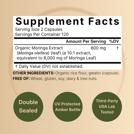 NatureBell Pure Moringa Capsules 8000mg | 2-Pack 480ct 8-Month Supply