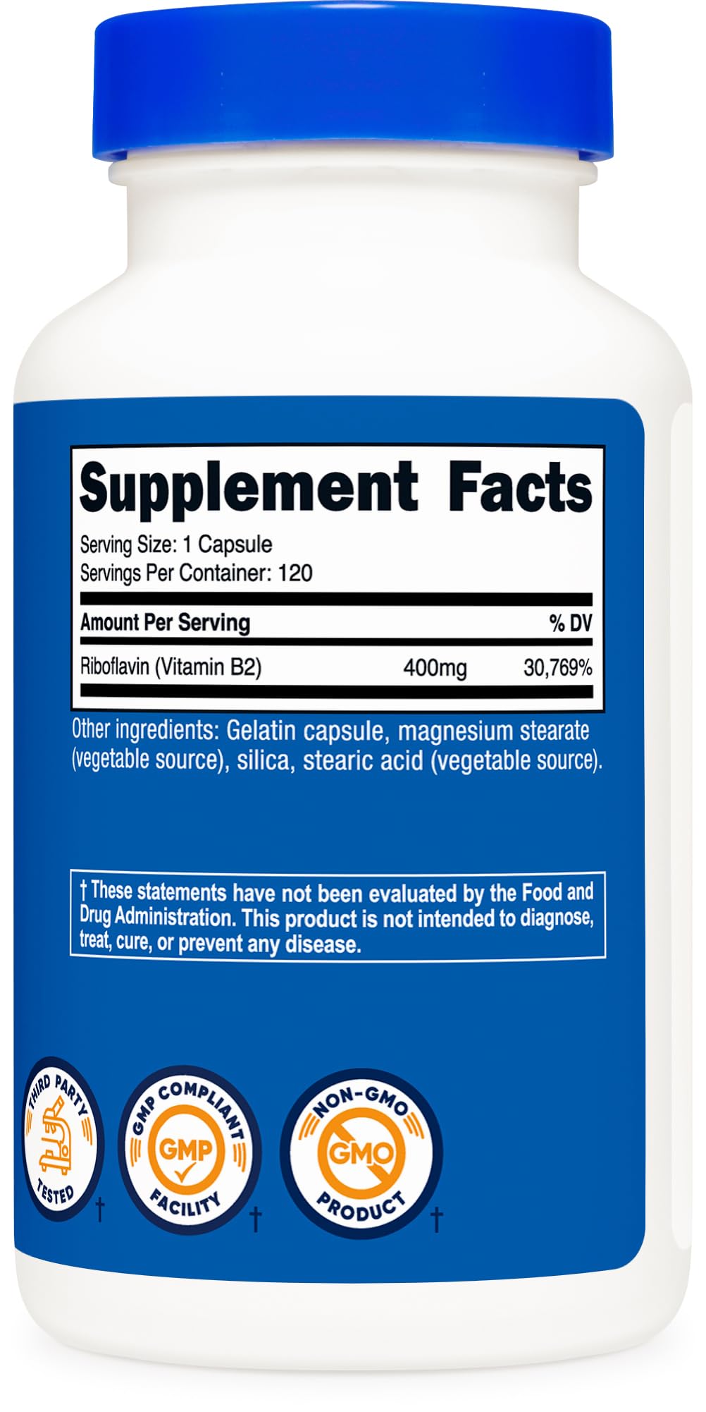 Nutricost Vitamin B2 Riboflavin 400mg — 120 Capsules
