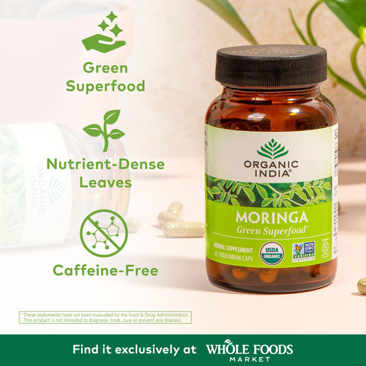 Organic India Moringa Leaf Veg Capsules 60ct | Vegan Superfood