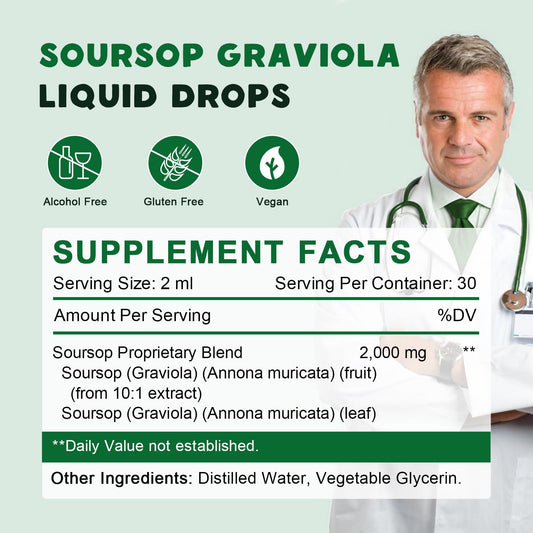 Organic Soursop Graviola Liquid Drops — 2 Pack, 2fl oz Each - Calm Era