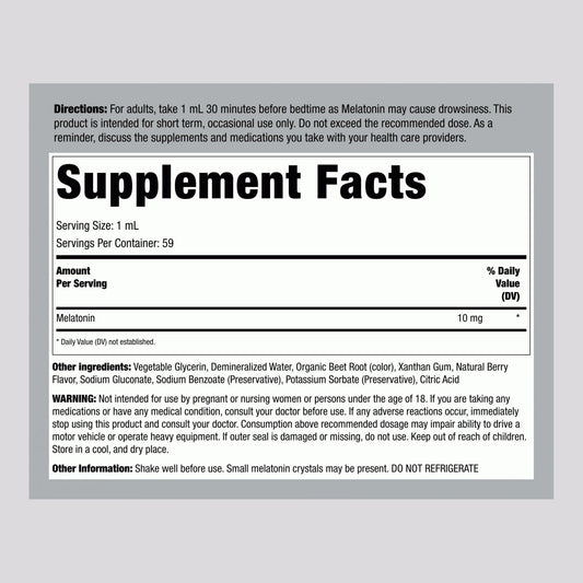 Piping Rock Liquid Melatonin 10mg – Berry Flavor Drops, 2oz | Non-GMO, Gluten Free