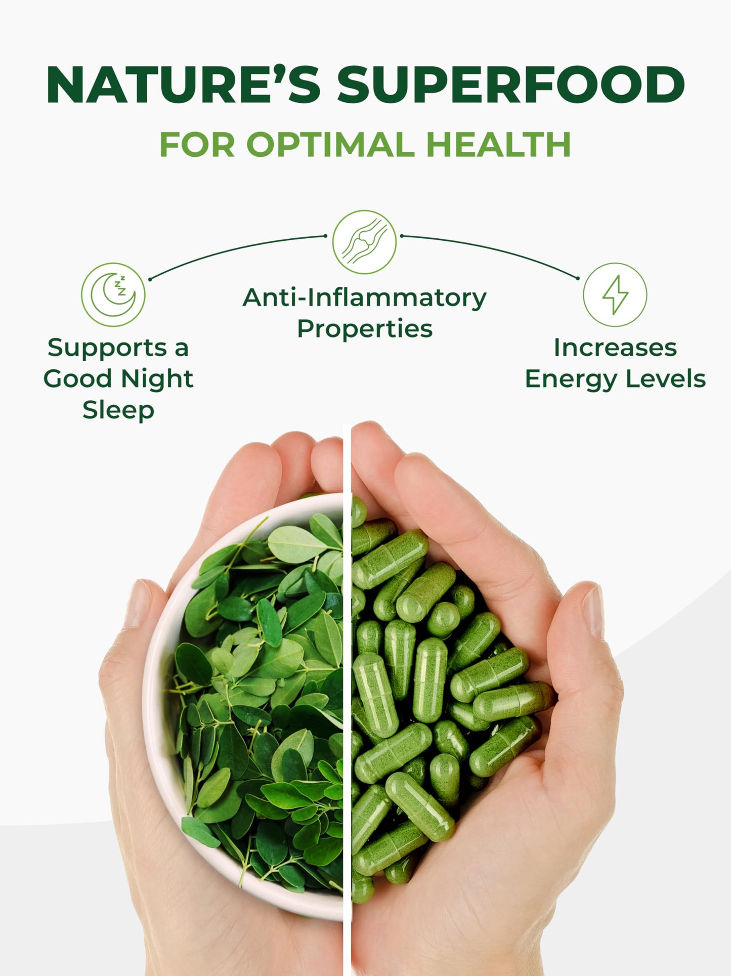 Pura Vida Organic Moringa Capsules 500mg | 120ct Single Origin