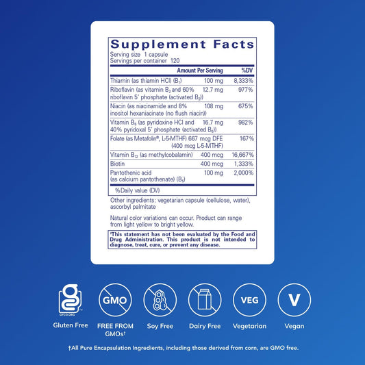 Pure Encapsulations B-Complex Plus – B Vitamins for Energy & Nervous System (120 Capsules)