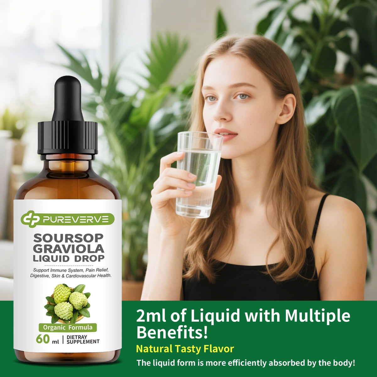 Purever Soursop Graviola Liquid Drops — Liver, Immune & Gut Support, 2fl oz - Calm Era