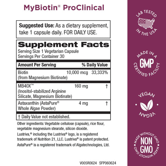 Purity Products MyBiotin ProClinical – 40x Soluble Biotin | 90 Capsules - Calm Era