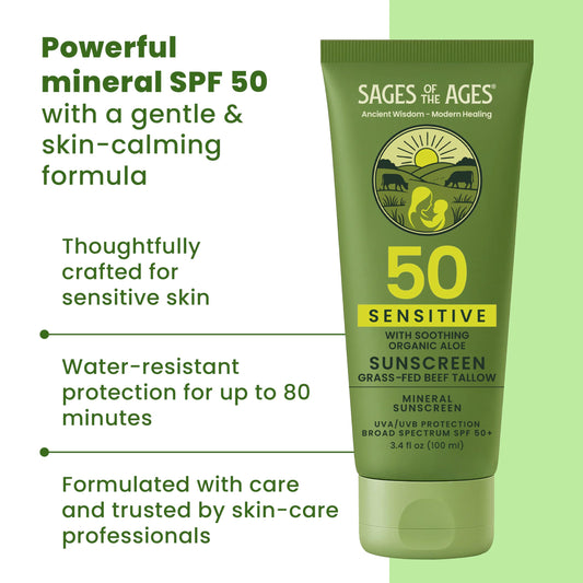Sages of the Ages Mineral Sunscreen SPF 50 — 3.4oz - Calm Era
