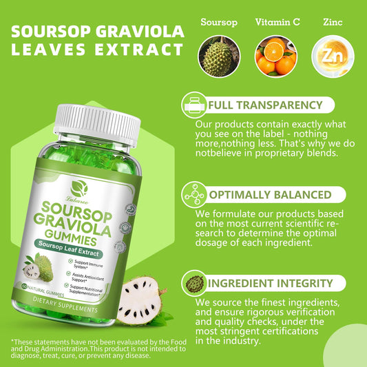 Soursop Graviola Gummies with Vitamin C & Zinc — 2 Pack, 120 Count - Calm Era