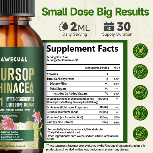 Soursop Graviola Liquid Drops 10:1 — Immune Support & Antioxidants - Calm Era