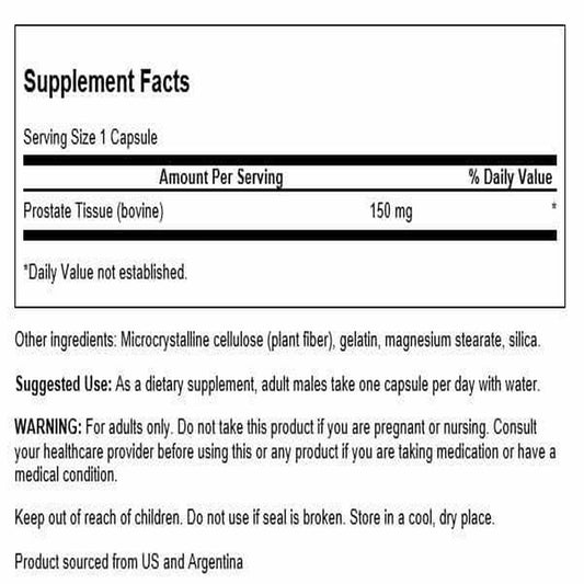 Swanson Raw Prostate Glandular 150mg — 60 Capsules