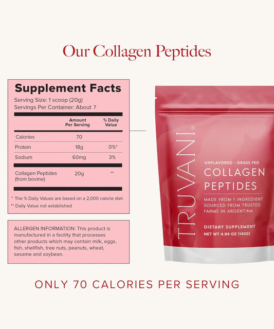 Truvani Hydrolyzed Collagen Peptides — Unflavored, Grass-Fed, 7 Servings