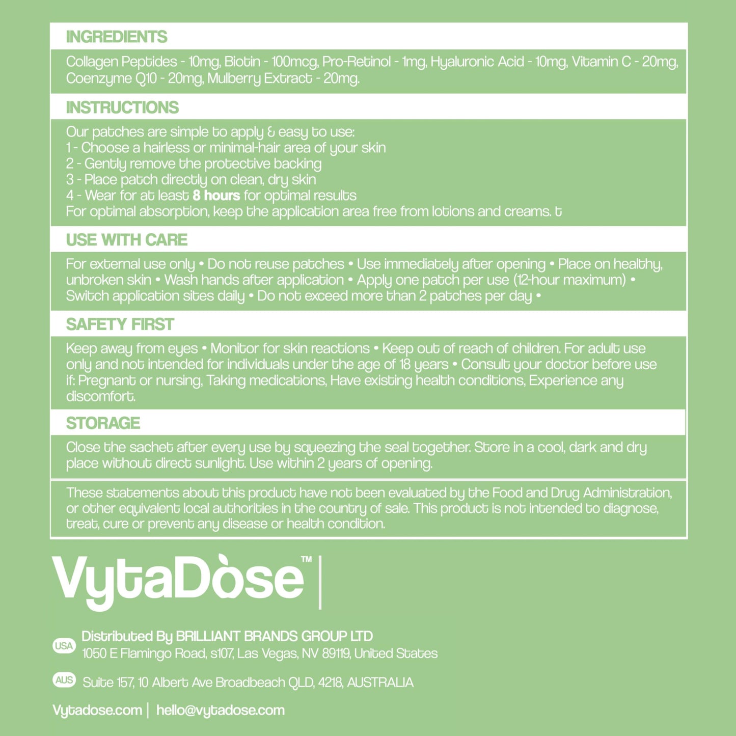 Vytadose Collagen Glow Patches – 5x Stronger Formula | Skin, Hair & Nails