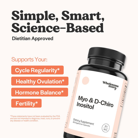 Wholesome Story Myo-Inositol & D-Chiro Inositol – 40:1 Ratio, 90 Servings