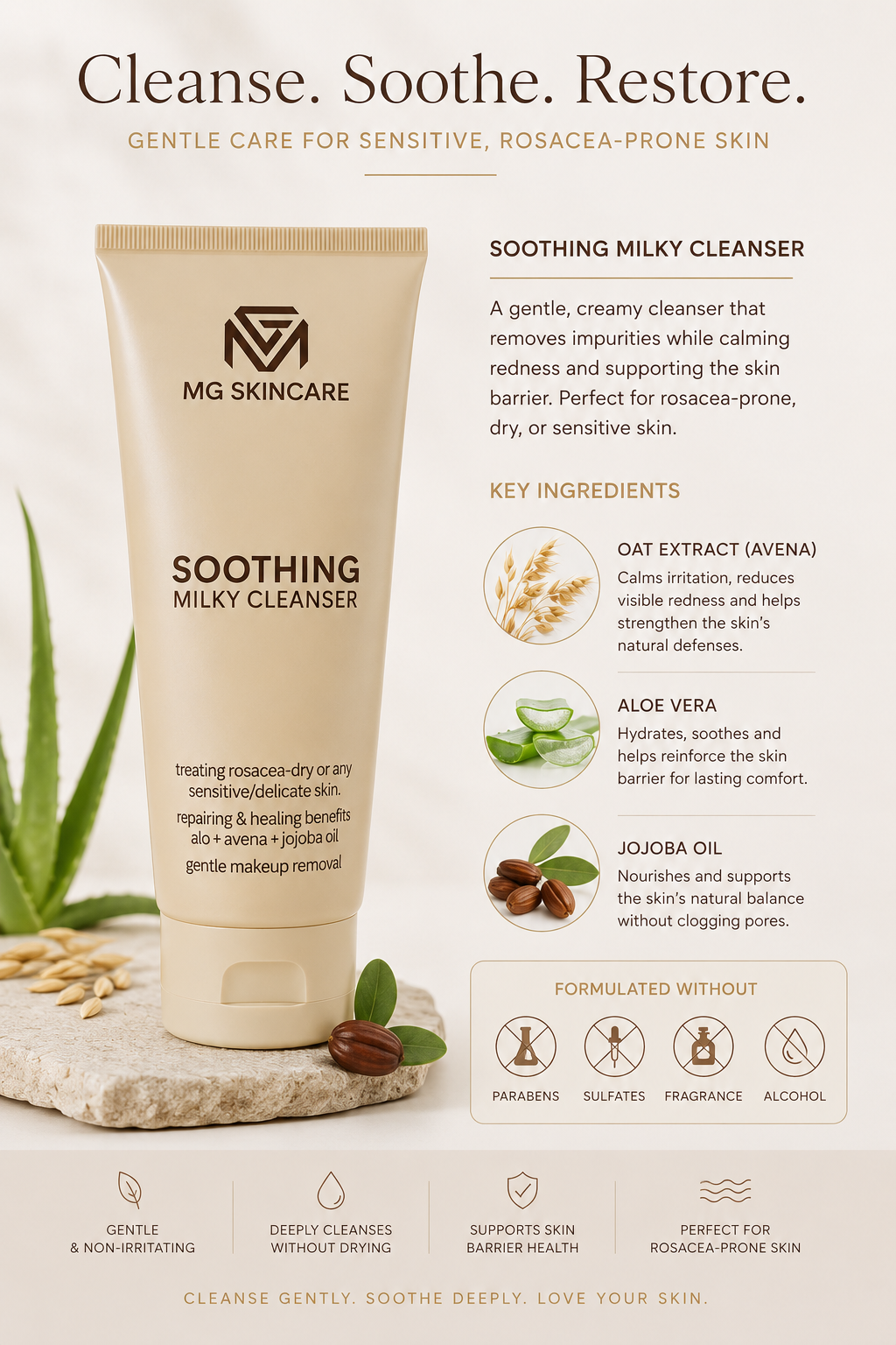 MG Skincare Soothing Milky Face & Eye Cleanser