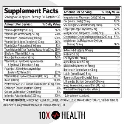 10X Health System Optimize Multivitamin for Men – 90 Capsules | 34-in-1 Methylated Formula, 5-MTHF, NAC, 800 mcg B12 - Calm Era