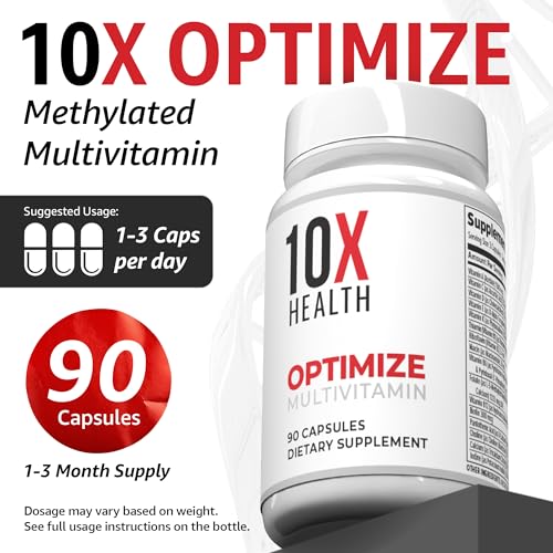 10X Health System Optimize Multivitamin for Men – 90 Capsules | 34-in-1 Methylated Formula, 5-MTHF, NAC, 800 mcg B12 - Calm Era