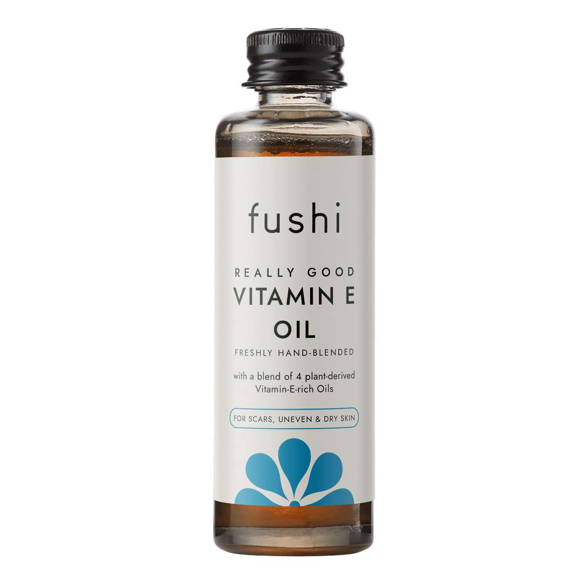 Fushi vitamin E oil bottle on a white background