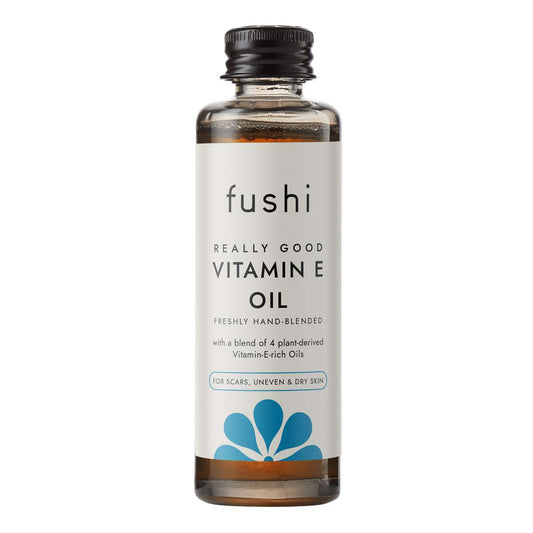 Fushi vitamin E oil bottle on a white background