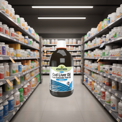 Natures Aid Cod Liver Oil Liquid – 500ml | DHA, EPA, Vitamins A & D
