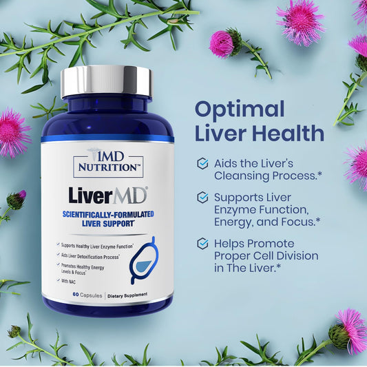 1MD LiverMD Liver Support Supplement | Siliphos Silybin for High Bioavailability | 60 Capsules (2-Pack) - Calm Era