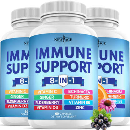 New Age 8-in-1 Immune Support Booster 180 Capsules Pack of 3