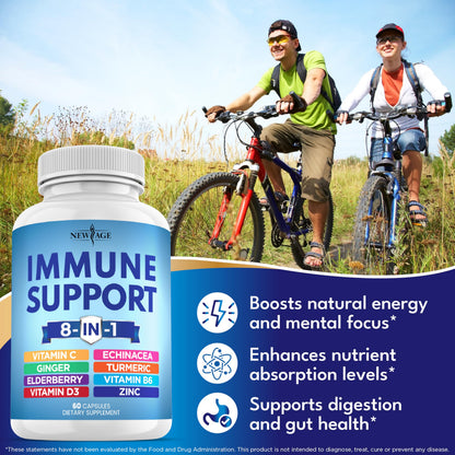 New Age 8-in-1 Immune Support Booster 180 Capsules Pack of 3