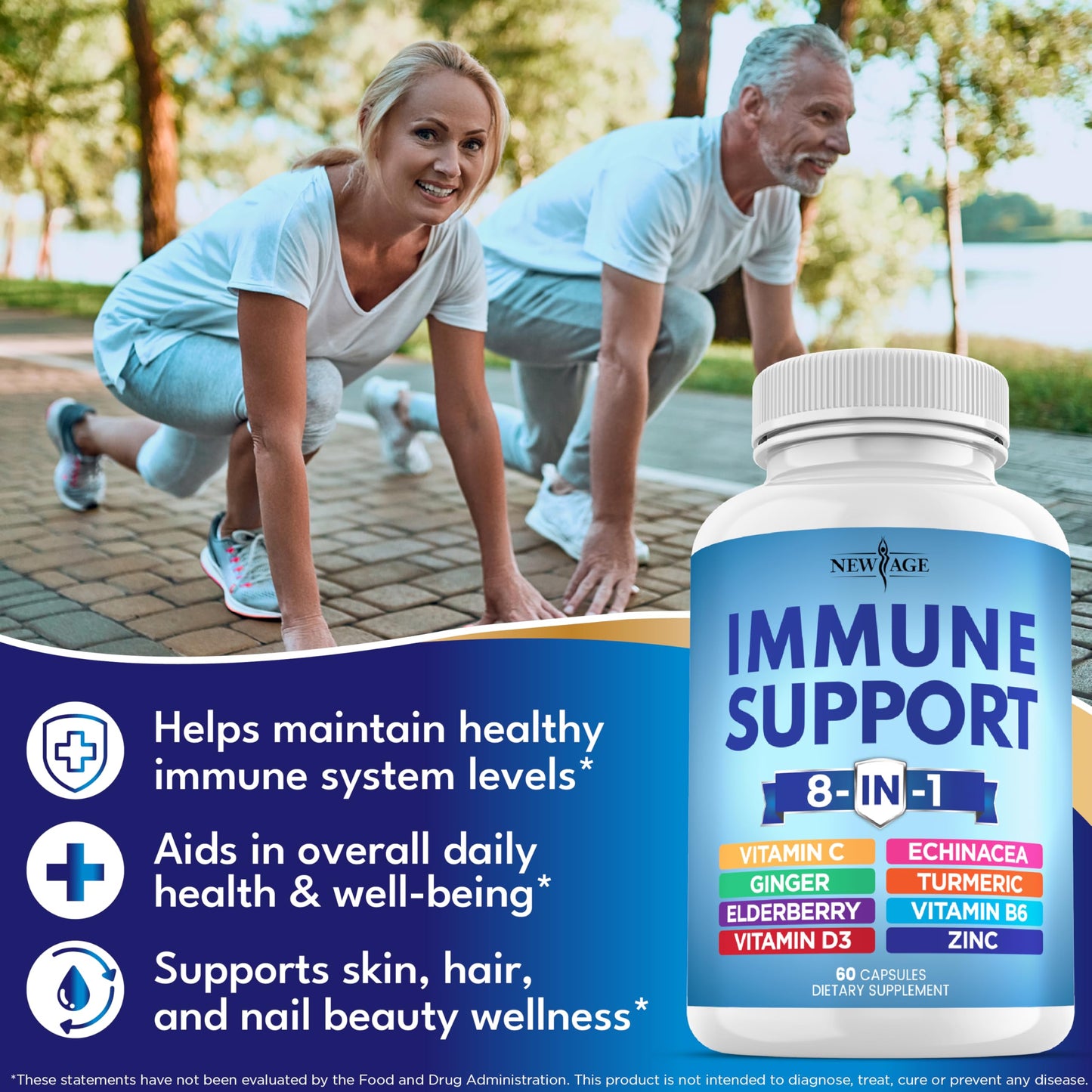 New Age 8-in-1 Immune Support Booster 180 Capsules Pack of 3
