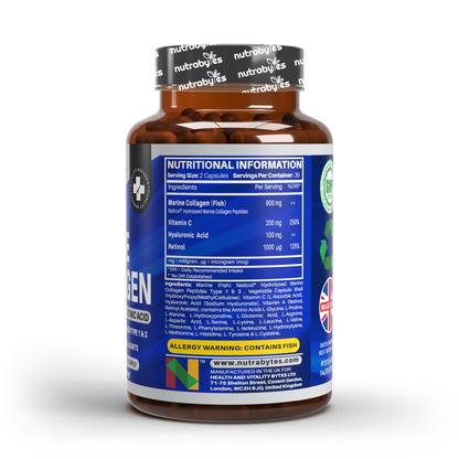 Ultimate Marine Collagen Capsules | Hyaluronic Acid, Vitamin C & Retinyl Acetate | 60 Capsules | 1-Month Supply
