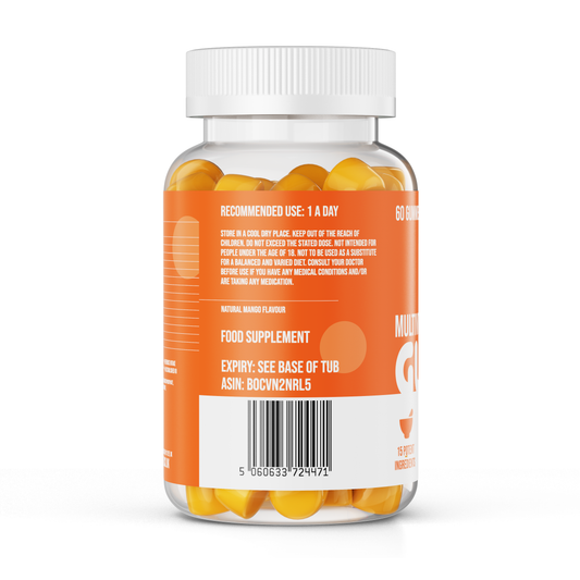 Nuke Nutrition Multivitamin Gummies – 15 Ingredients with Vitamin D, K2 & Zinc, 60ct