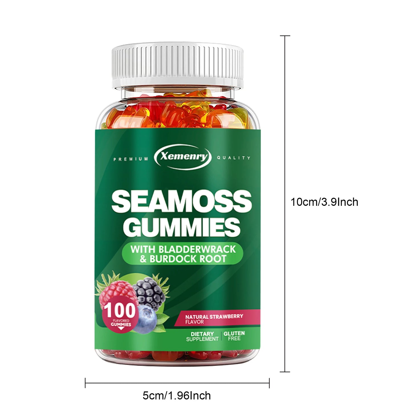 Seamoss Gummies - with Bladderwrack, Burdock Root - 100 Gummies