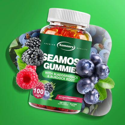 Seamoss Gummies - with Bladderwrack, Burdock Root - 100 Gummies