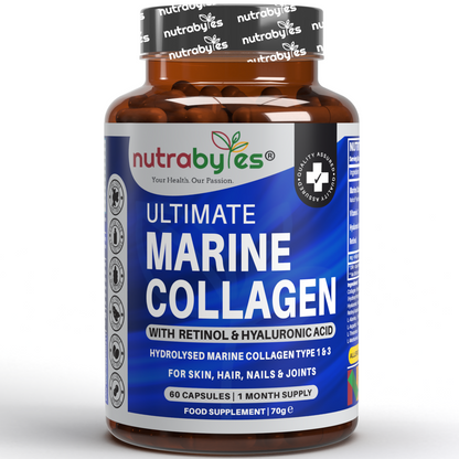 Nutrabyles Ultimate Marine Collagen supplement bottle on a white background