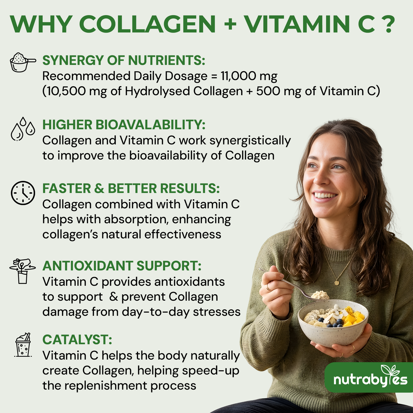 Bovine Collagen Powder with Vitamin C | Hydrolysed Peptides Types 1 & 3 | Unflavoured | 330g