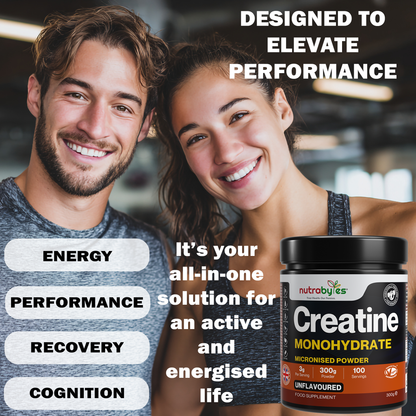 Creatine Monohydrate Powder 300g | Pure Micronised | 100 Servings | Unflavoured | Vegan