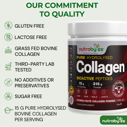 Grass Fed Bovine Collagen Powder 315g | Hydrolysed Peptides Types 1 & 3 | 19 Amino Acids | Unflavoured