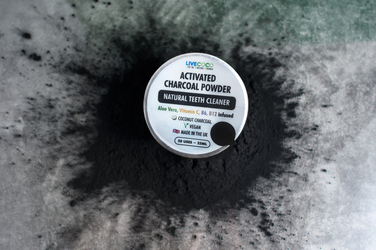 LiveCoco Charcoal Teeth Cleaning Powder with Aloe Vera