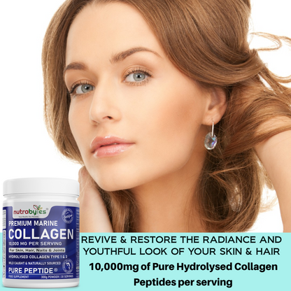 Premium Marine Collagen Powder 10,000mg | Pure Hydrolysed Peptides | Unflavoured | Made in Sweden