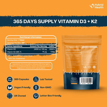 Hybrid Health Vitamin D3 & K2 Tablets