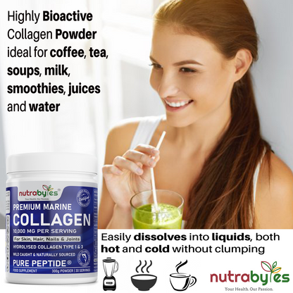 Premium Marine Collagen Powder 10,000mg | Pure Hydrolysed Peptides | Unflavoured | Made in Sweden