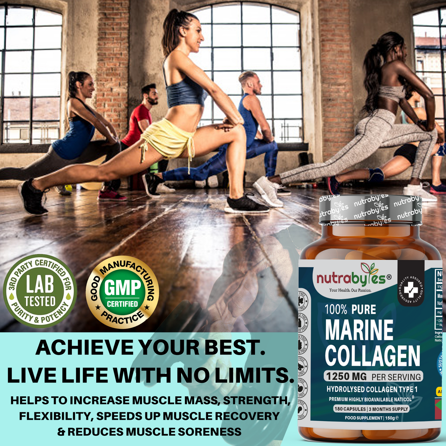 Pure Marine Collagen Capsules 1250mg | 180 Capsules | 3-Month Supply