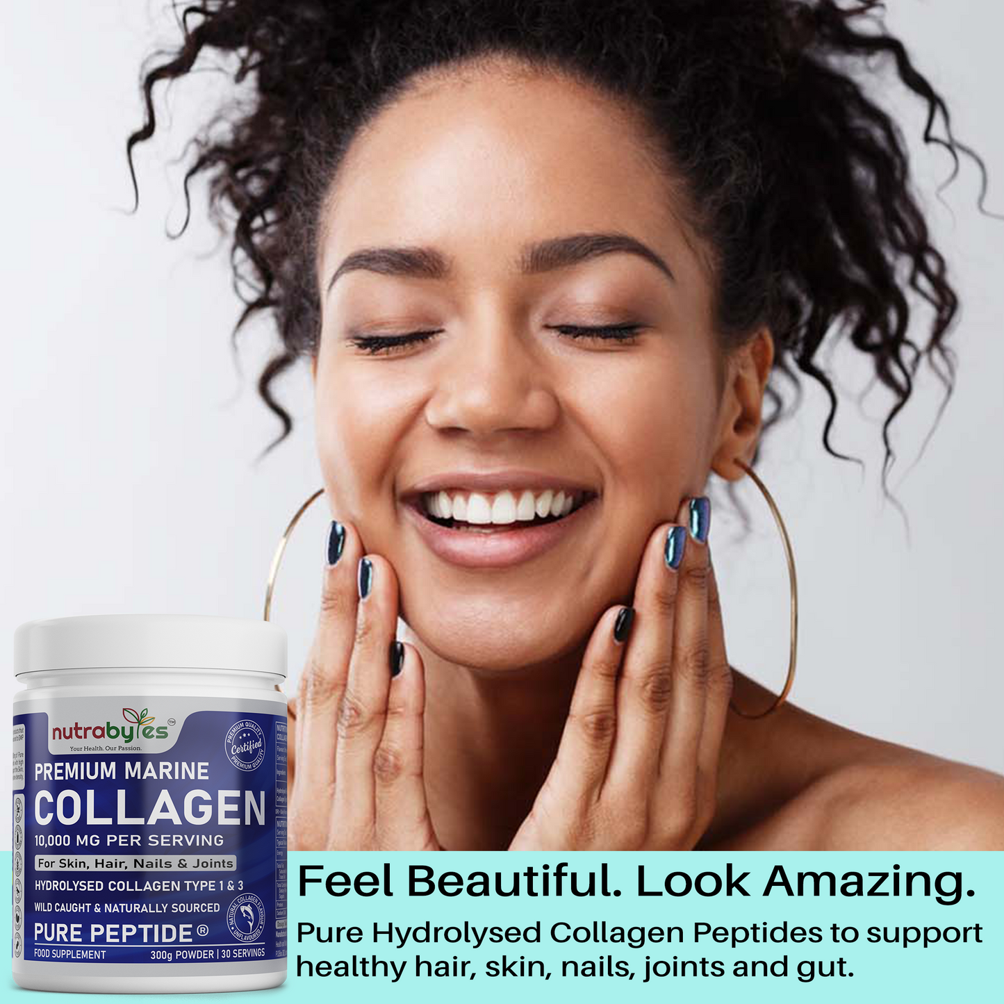 Premium Marine Collagen Powder 10,000mg | Pure Hydrolysed Peptides | Unflavoured | Made in Sweden