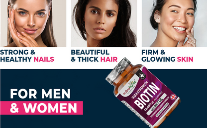 High Strength Biotin 12,000mcg with MCT Oil (Coconut) | 180 Vegan Capsules | 6-Month Supply