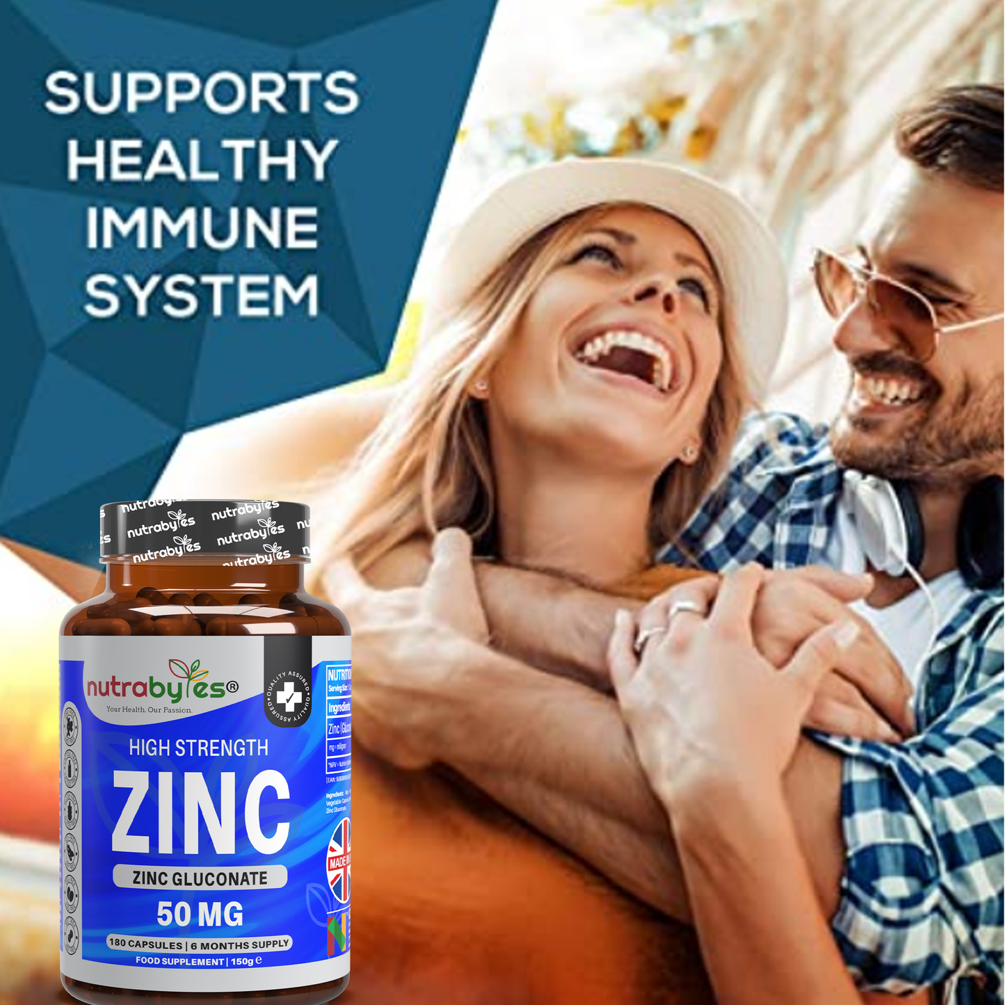 Zinc Gluconate 50mg | Maximum Strength | 180 Vegan Capsules | 6-Month Supply