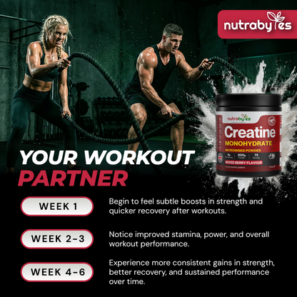 Creatine Monohydrate Powder 300g | Pure Micronised | 75 Servings | Mixed Berry Flavour | Vegan