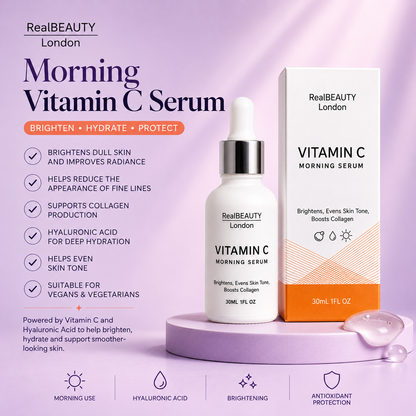Real Beauty London Morning Vitamin C Serum – Brightening & Antioxidant Facial Serum