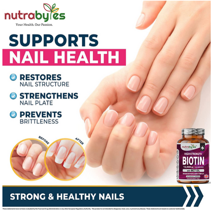 High Strength Biotin 12,000mcg with MCT Oil (Coconut) | 180 Vegan Capsules | 6-Month Supply