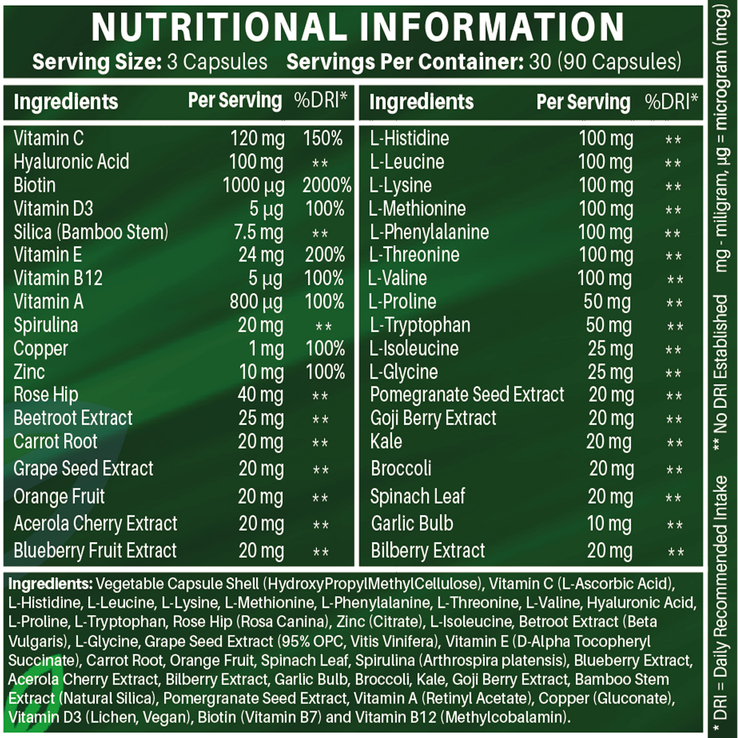 Advanced Vegan Collagen | Plant-Based Formula with Essential Amino Acids | 90 Capsules | 1-Month Supply